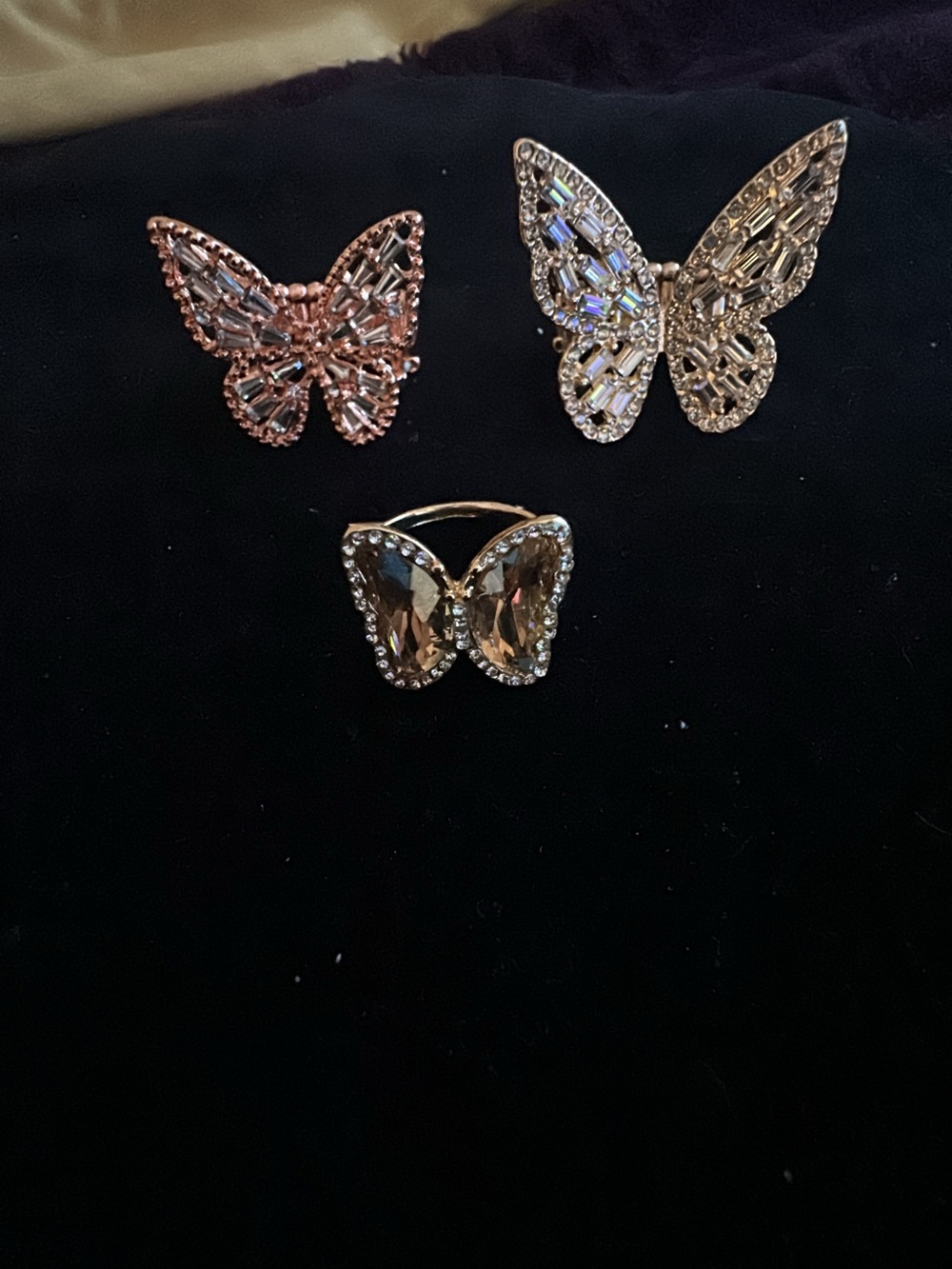 3 paparazzi Butterfly Crystal Rings in Rose Gold and Gold - Women Jewelry